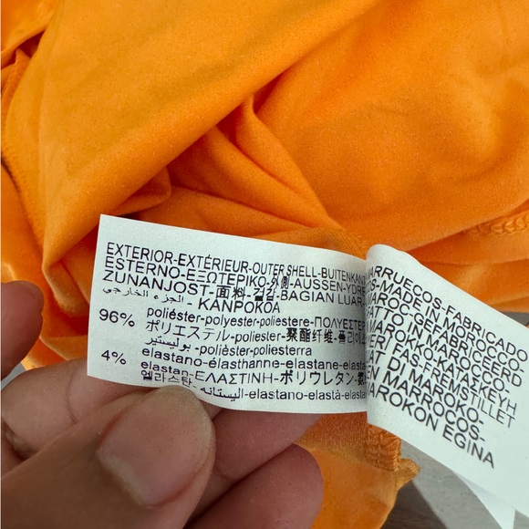 Zara Dress Women's Draped Neckline Fitted Slip Fit Vibrant Orange Summer Dress M - Picture 7 of 12
